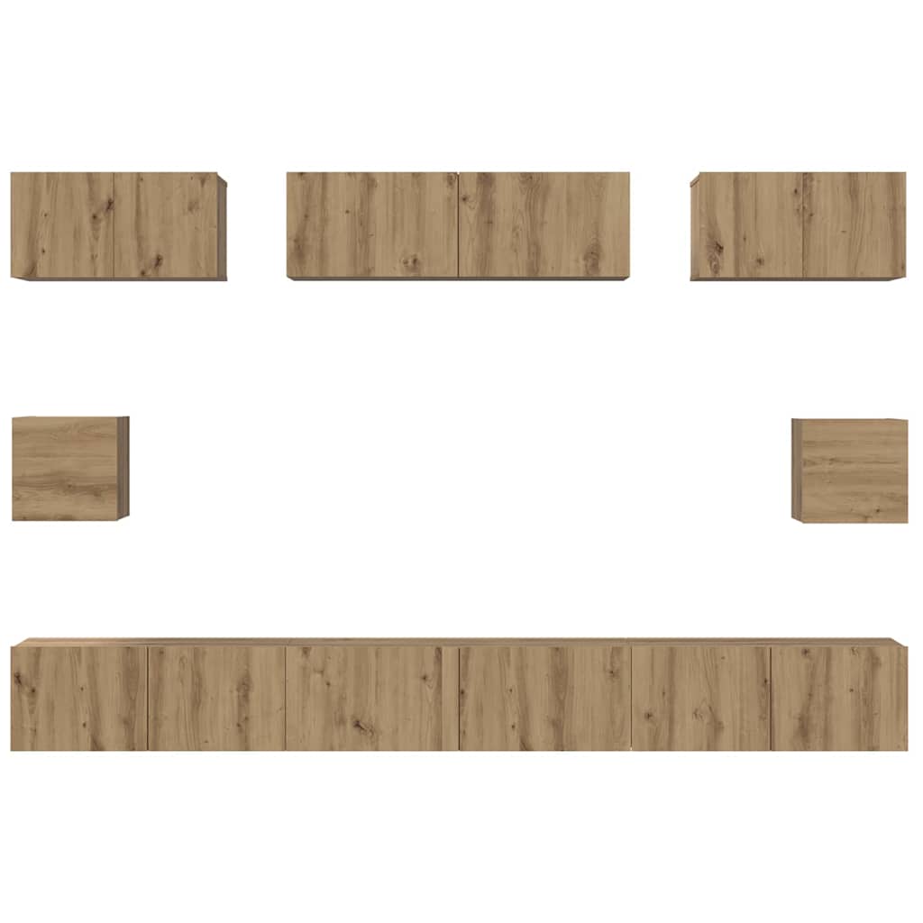 TV-Schrankset Wandmontiert 8 pcs Artisan-Eiche Holzwerkstoff