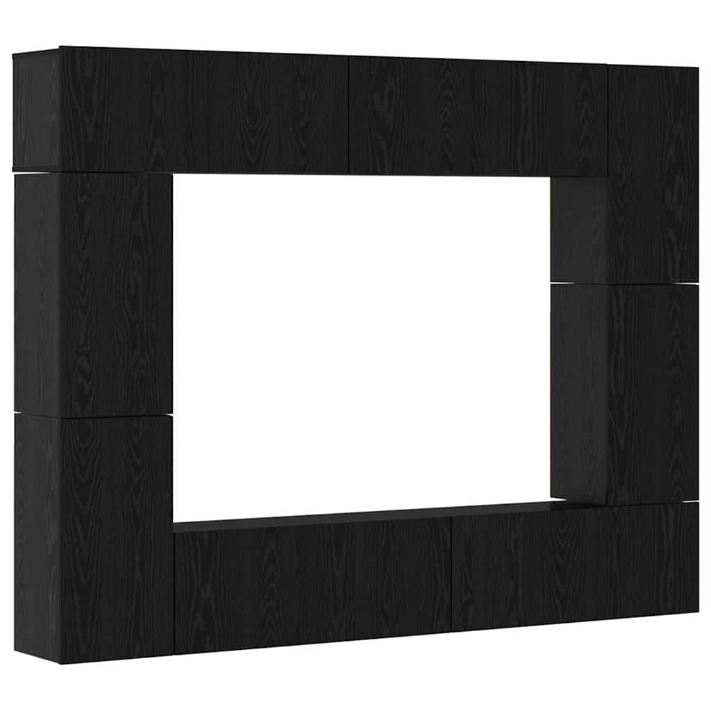 TV-Schrankset 8 pcs Schwarz Eichen-Optik Holzwerkstoff