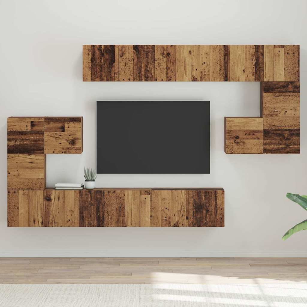 TV-Schrankset Wandmontiert 10 pcs Altholz Holzwerkstoff