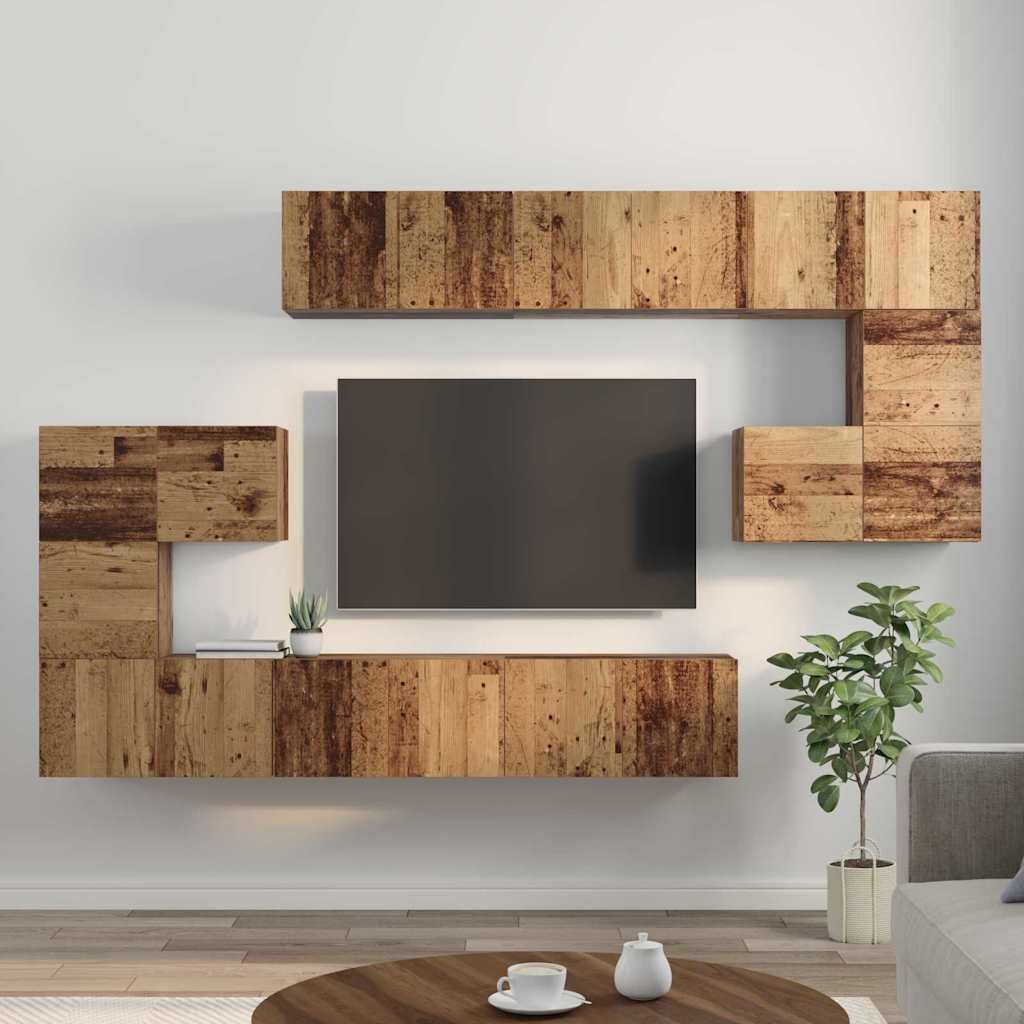 TV-Schrankset Wandmontiert 10 pcs Altholz Holzwerkstoff
