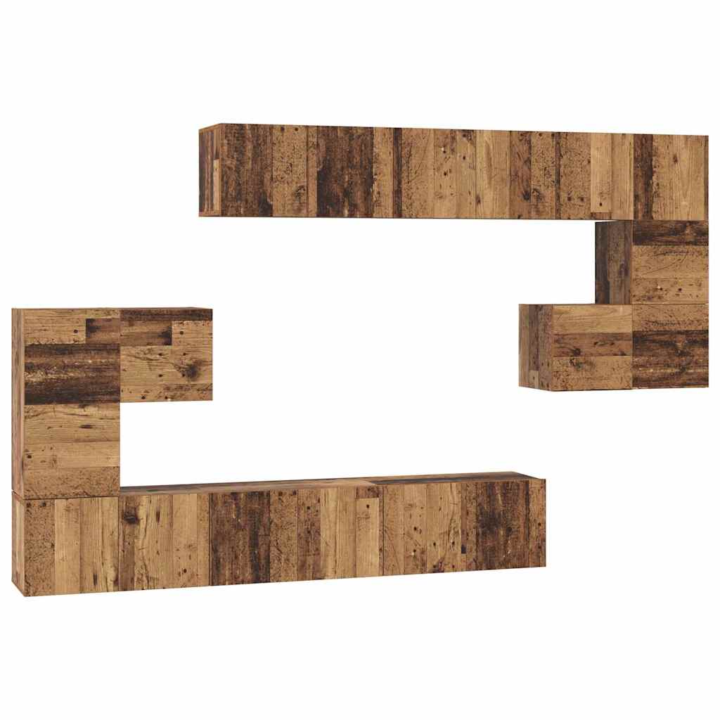 TV-Schrankset Wandmontiert 10 pcs Altholz Holzwerkstoff