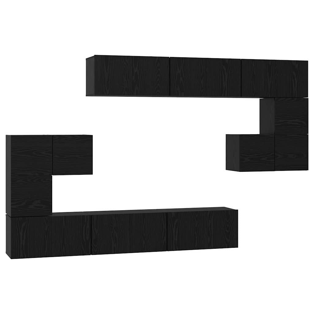 TV-Schrankset 10 pcs Schwarz Eichen-Optik Holzwerkstoff