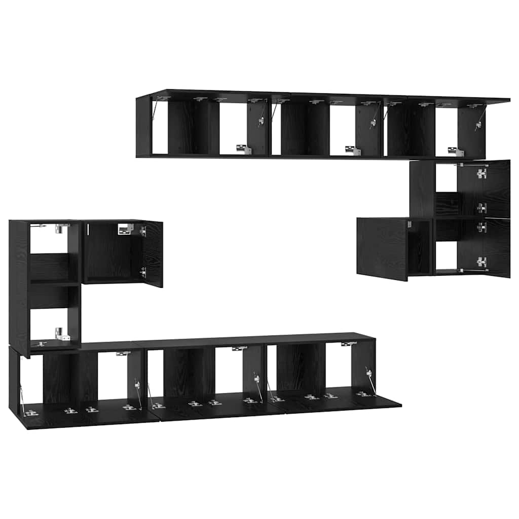TV-Schrankset 10 pcs Schwarz Eichen-Optik Holzwerkstoff