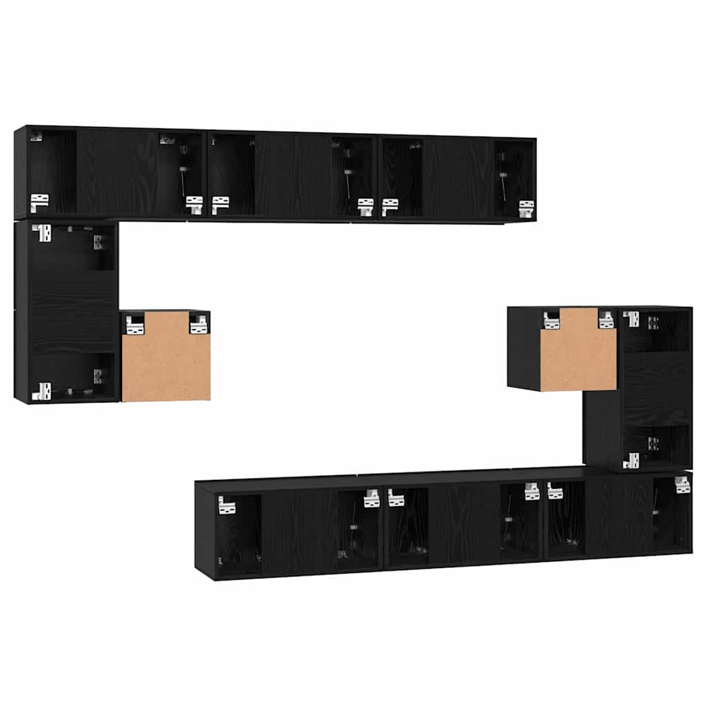 TV-Schrankset 10 pcs Schwarz Eichen-Optik Holzwerkstoff