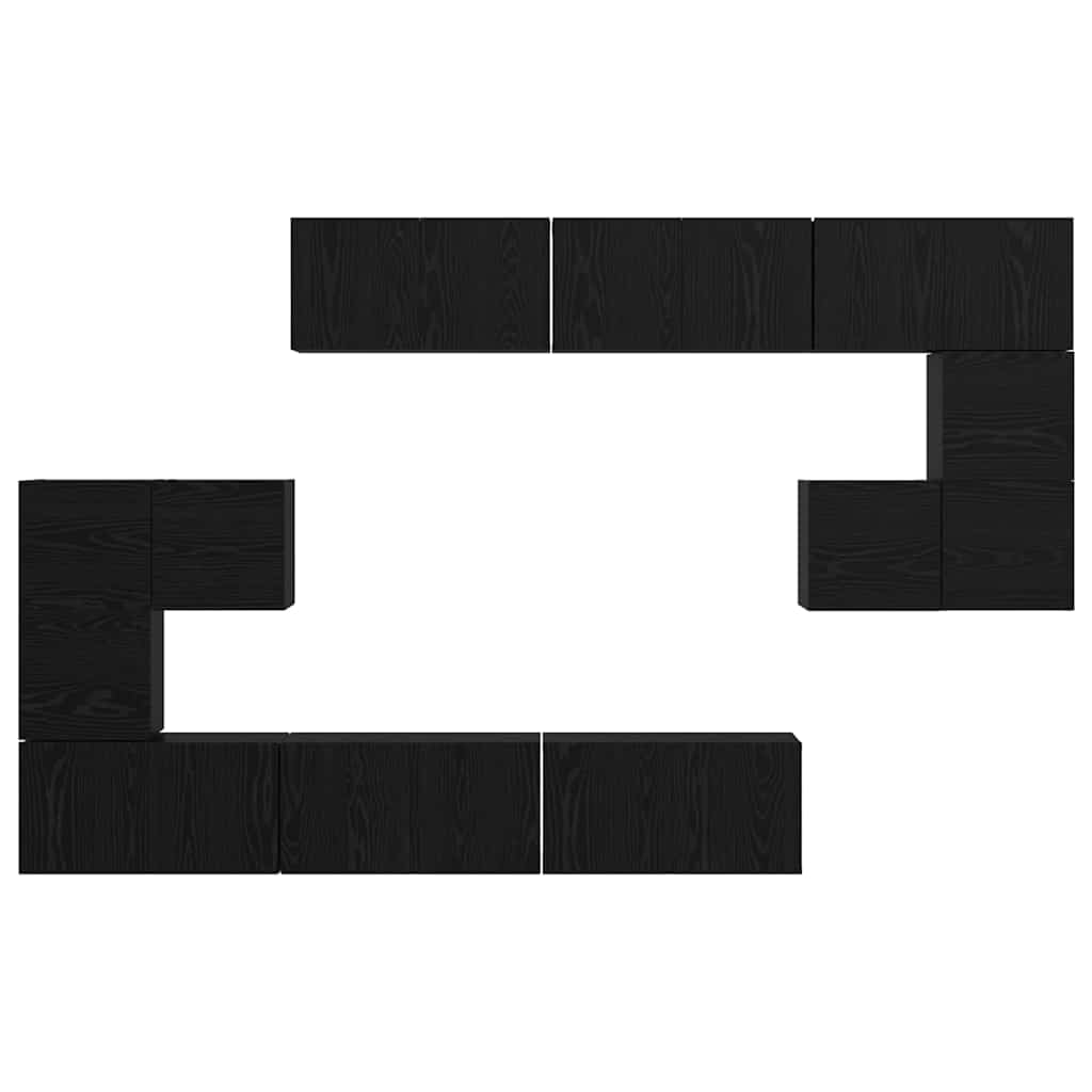 TV-Schrankset 10 pcs Schwarz Eichen-Optik Holzwerkstoff