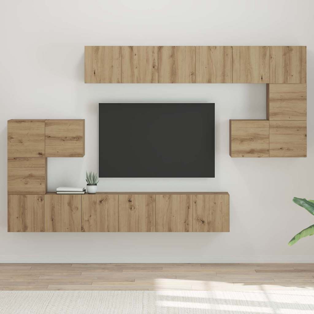 TV-Schrankset Wandmontiert 10 pcs Artisan-Eiche Holzwerkstoff