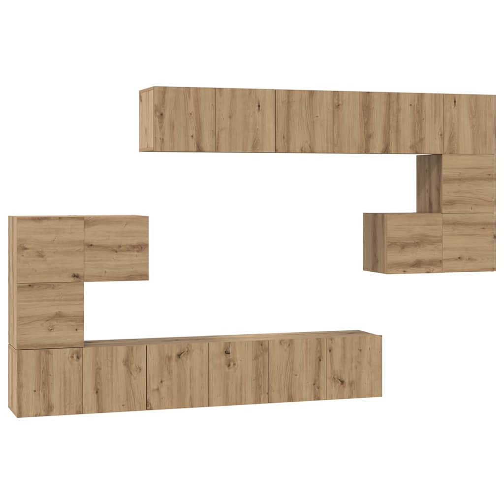 TV-Schrankset Wandmontiert 10 pcs Artisan-Eiche Holzwerkstoff