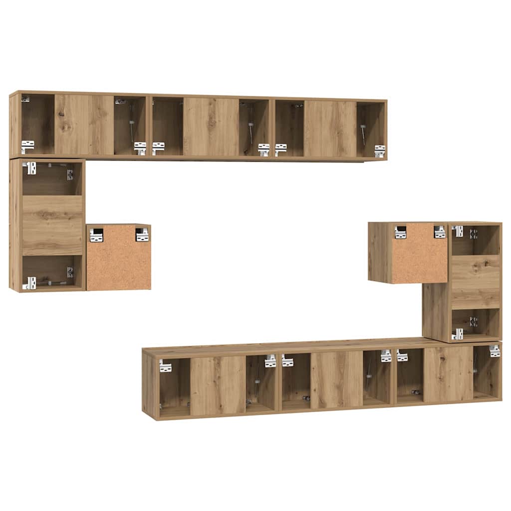 TV-Schrankset Wandmontiert 10 pcs Artisan-Eiche Holzwerkstoff