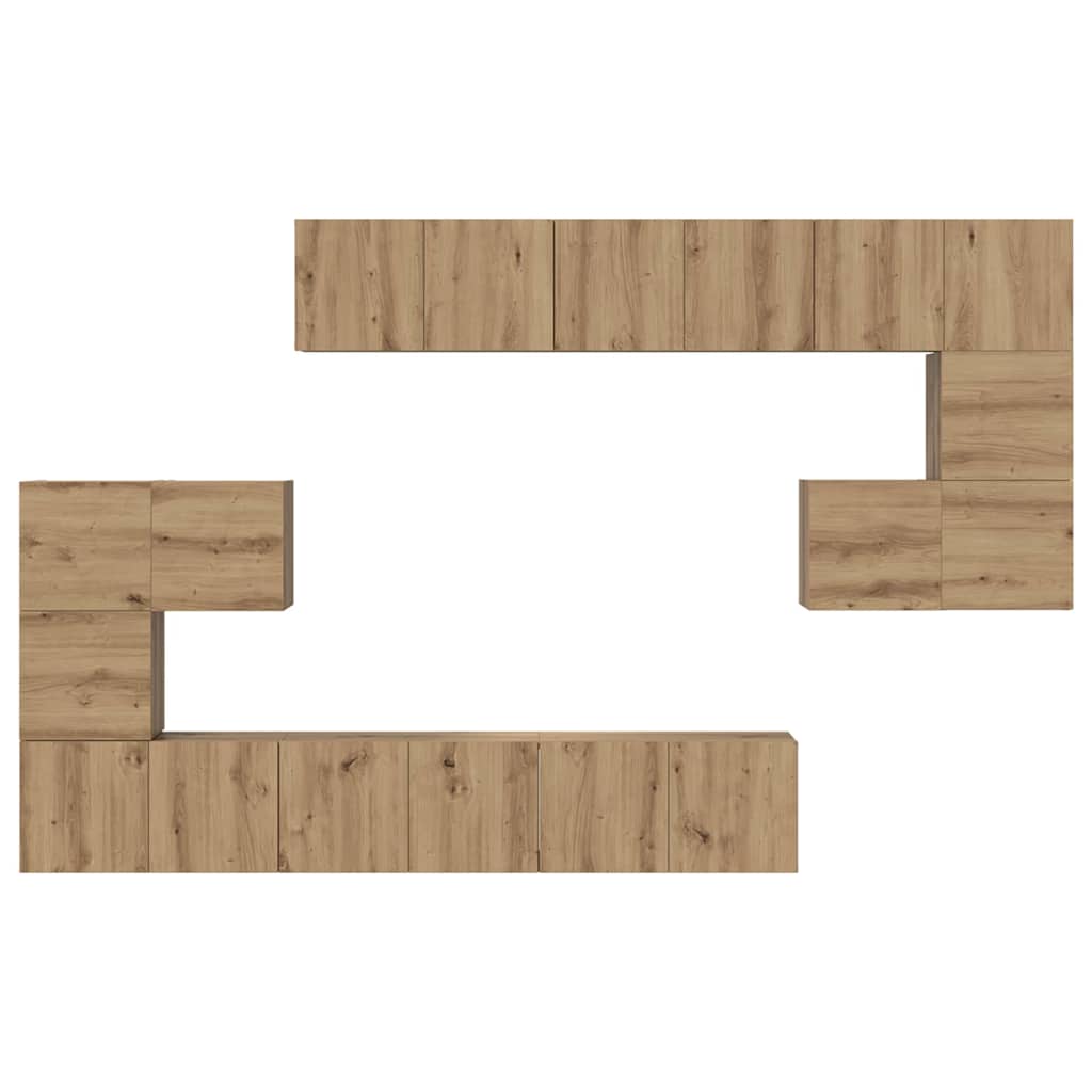 TV-Schrankset Wandmontiert 10 pcs Artisan-Eiche Holzwerkstoff