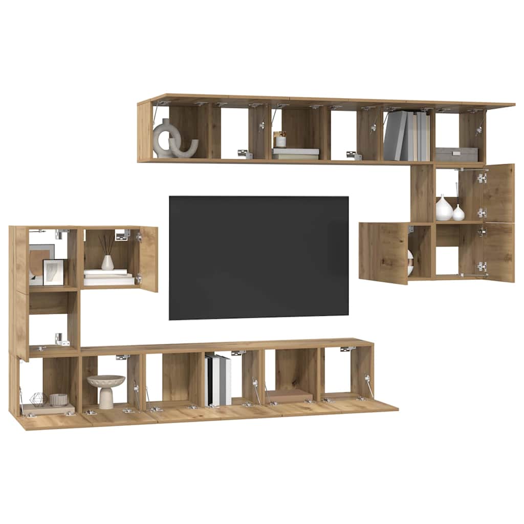 TV-Schrankset Wandmontiert 10 pcs Artisan-Eiche Holzwerkstoff