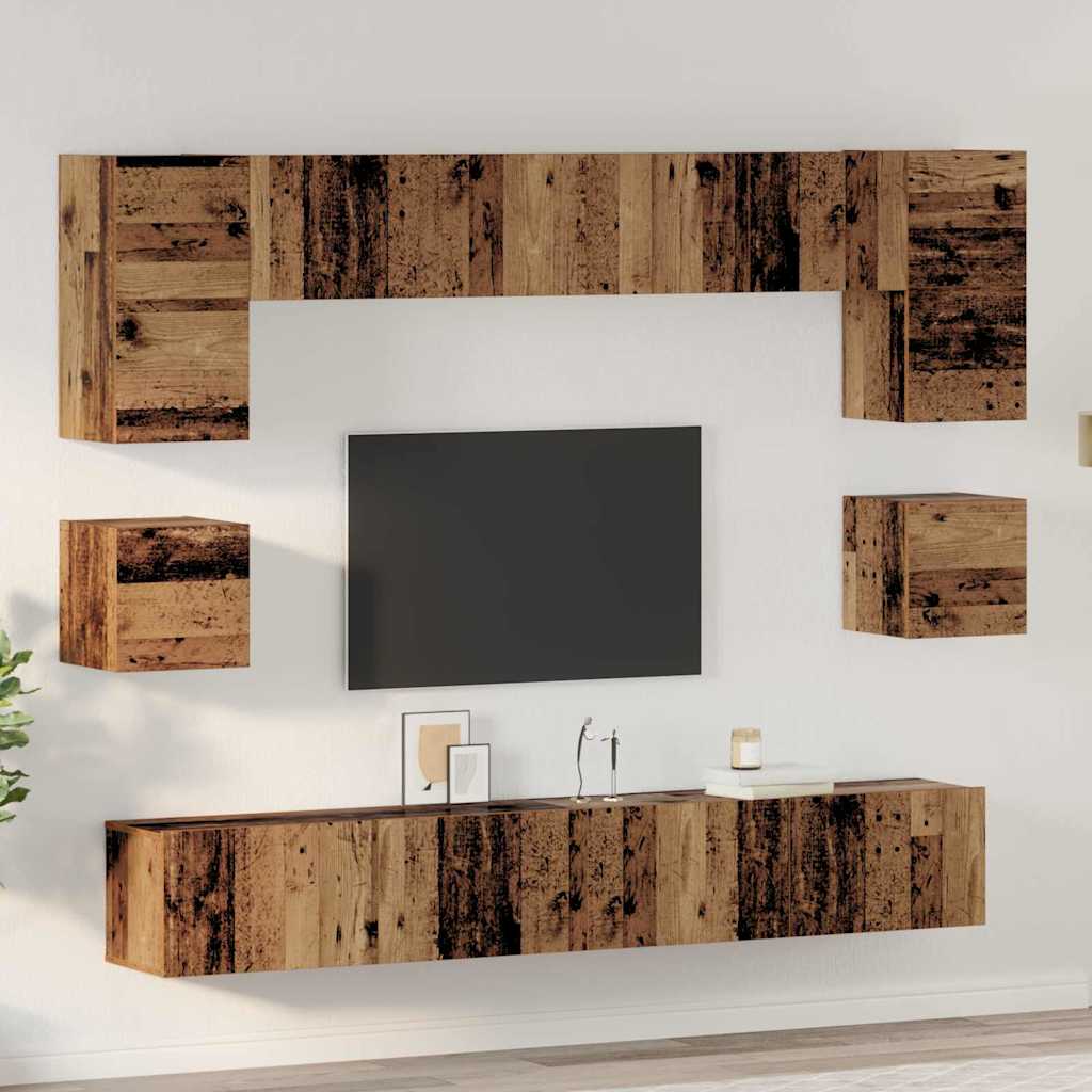 TV-Schrankset Wandmontiert 8 pcs Altholz Holzwerkstoff