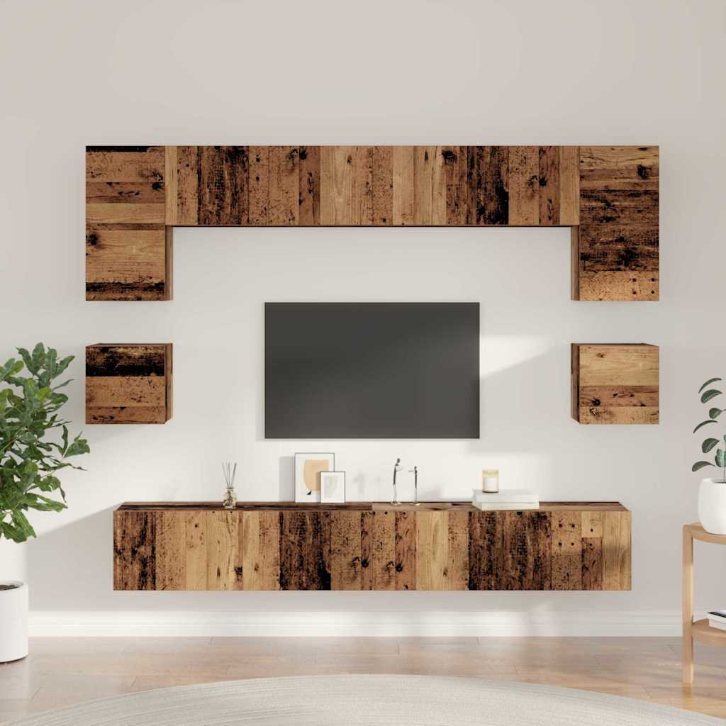 TV-Schrankset Wandmontiert 8 pcs Altholz Holzwerkstoff