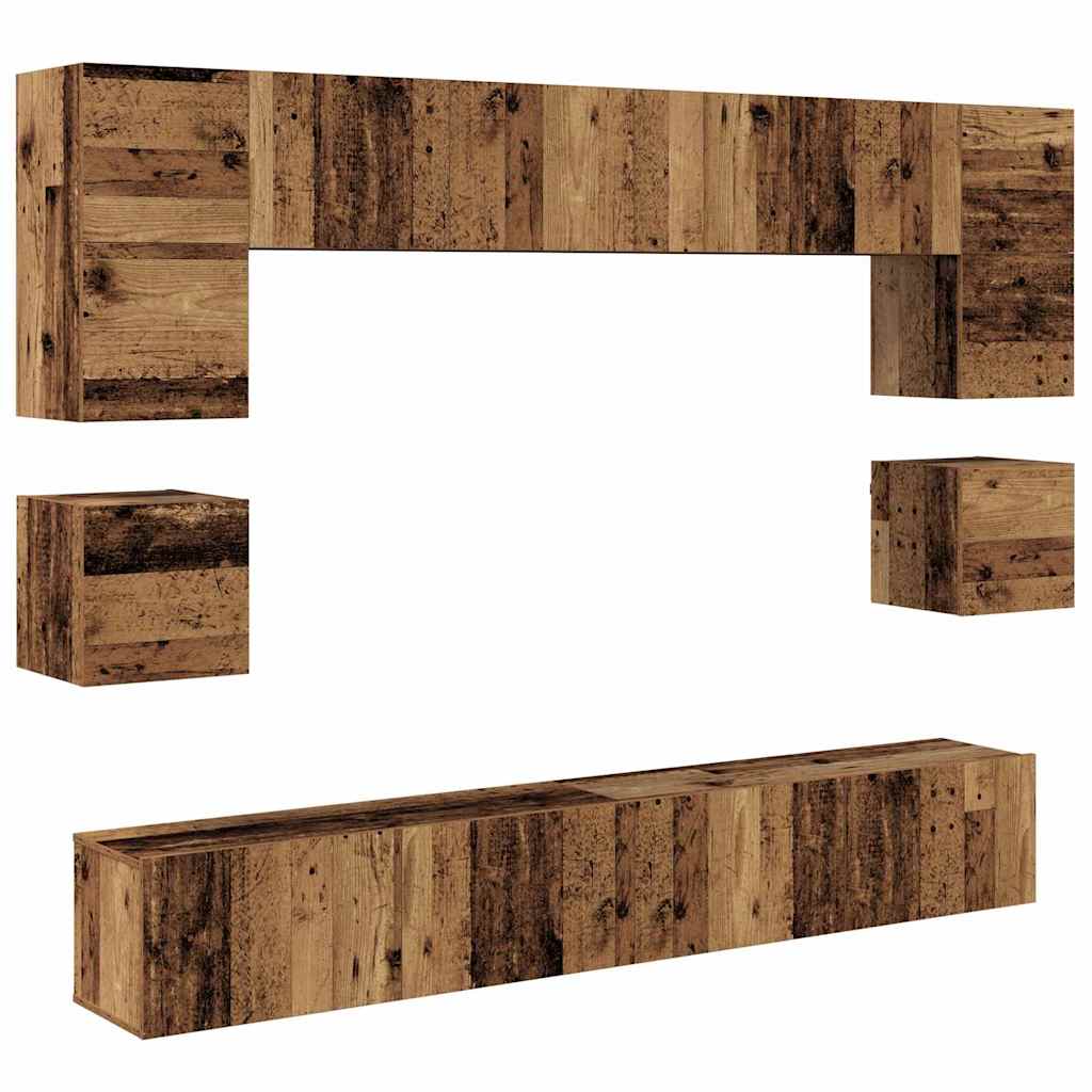TV-Schrankset Wandmontiert 8 pcs Altholz Holzwerkstoff