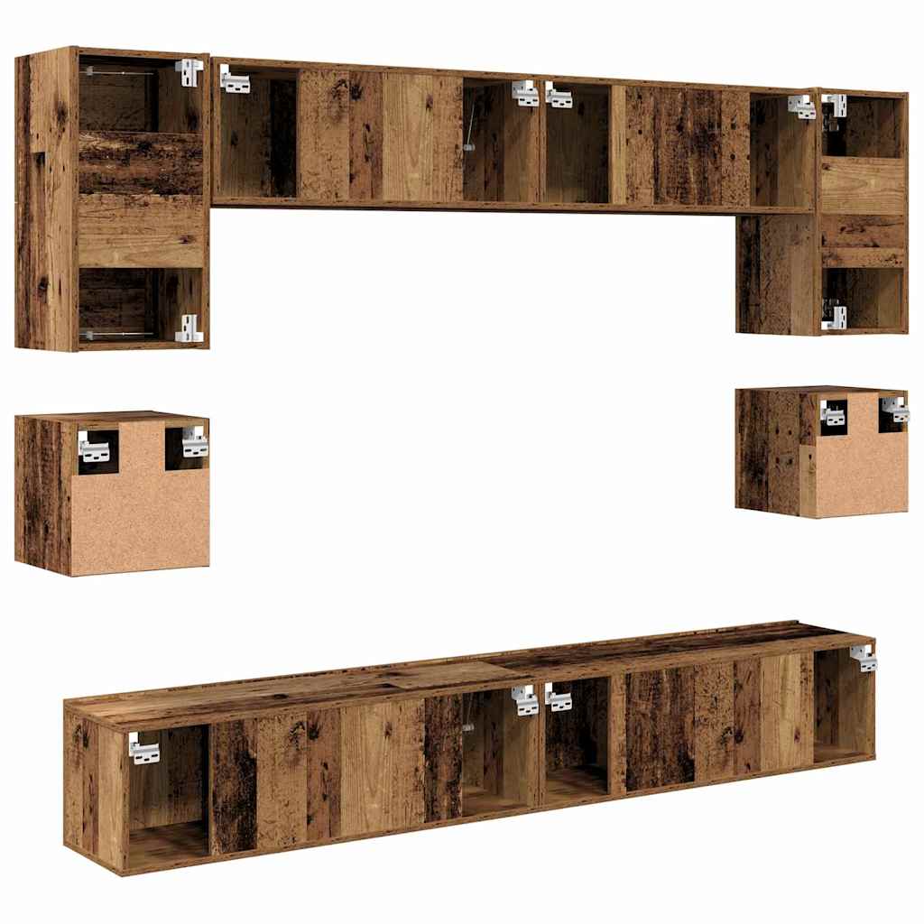 TV-Schrankset Wandmontiert 8 pcs Altholz Holzwerkstoff