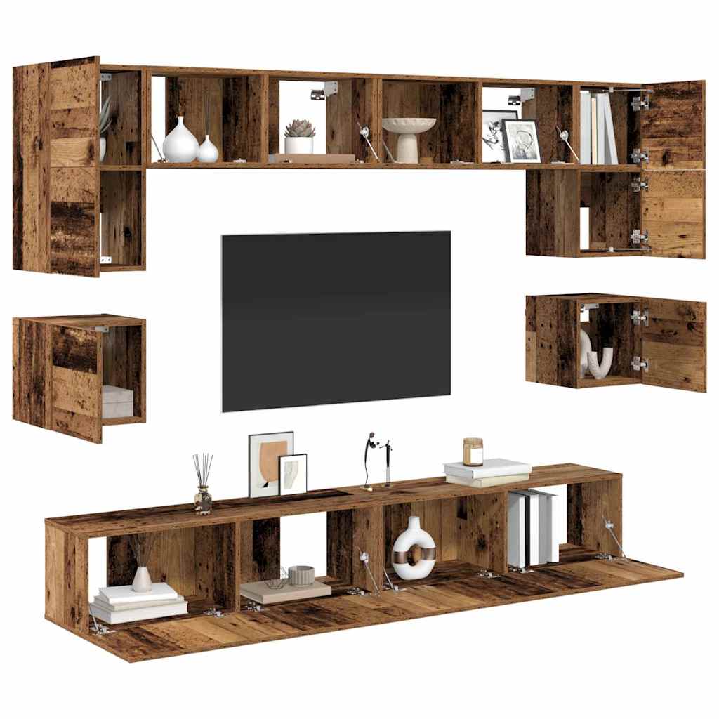 TV-Schrankset Wandmontiert 8 pcs Altholz Holzwerkstoff