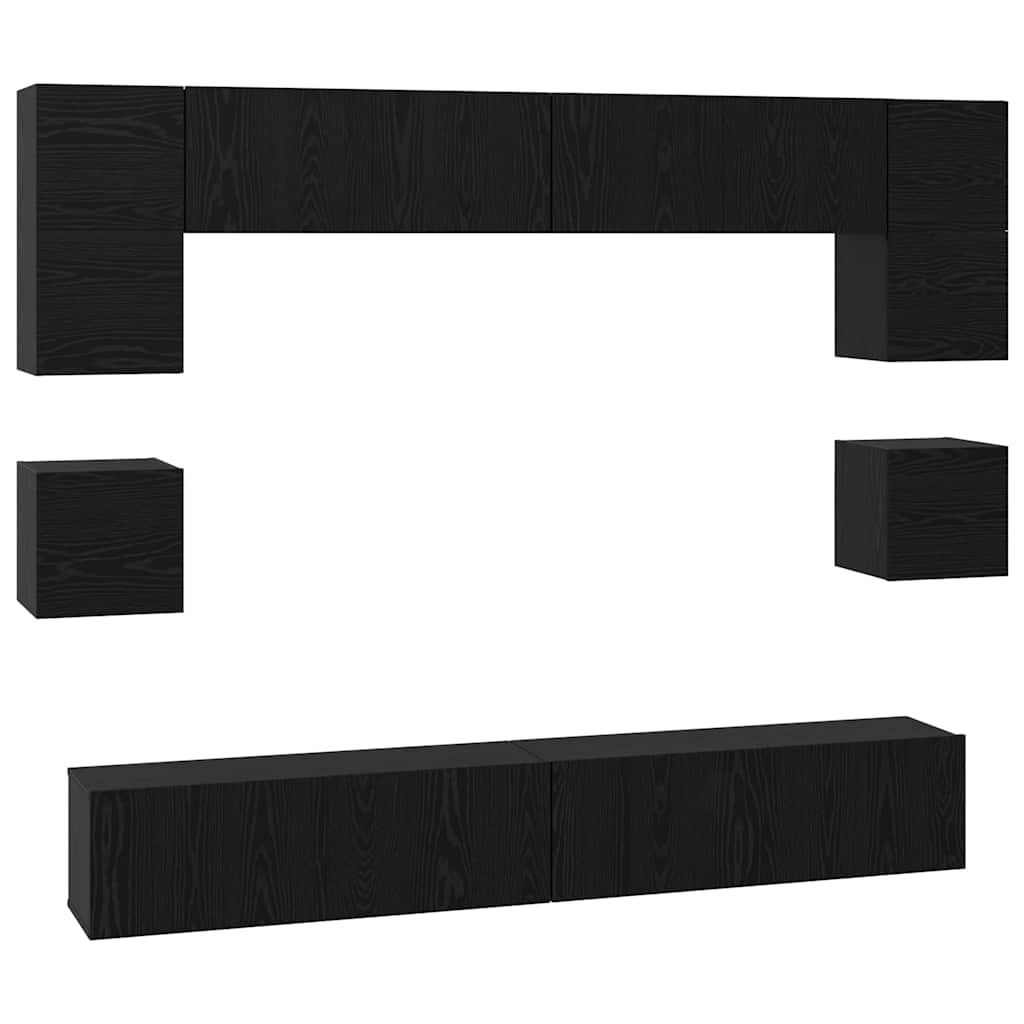 TV-Schrankset 8 pcs Schwarz Eichen-Optik Holzwerkstoff