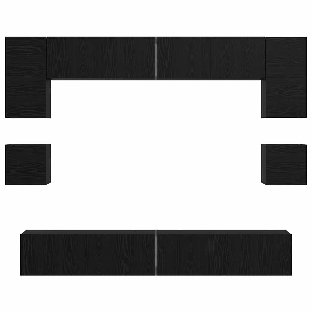TV-Schrankset 8 pcs Schwarz Eichen-Optik Holzwerkstoff