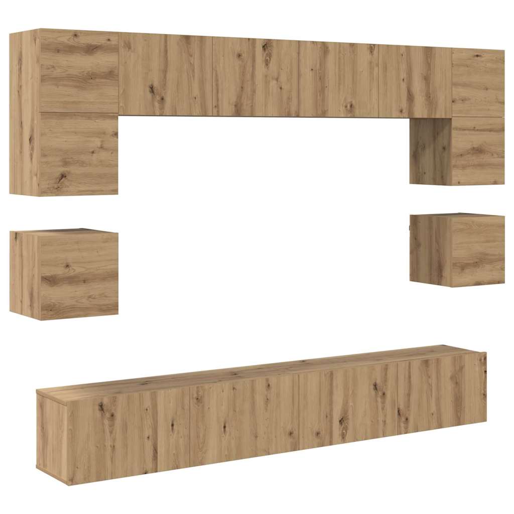 TV-Schrankset Wandmontiert 8 pcs Artisan-Eiche Holzwerkstoff