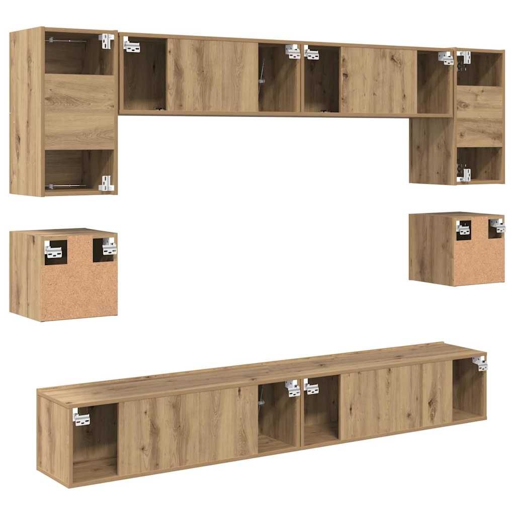 TV-Schrankset Wandmontiert 8 pcs Artisan-Eiche Holzwerkstoff