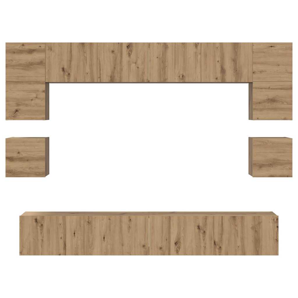 TV-Schrankset Wandmontiert 8 pcs Artisan-Eiche Holzwerkstoff