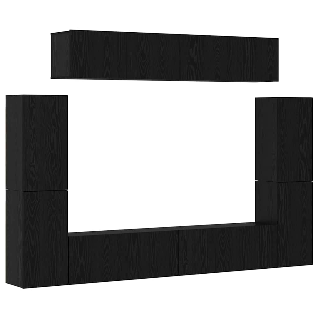 TV-Schrank-Set 8 pcs Schwarz Eichen-Optik Holzwerkstoff