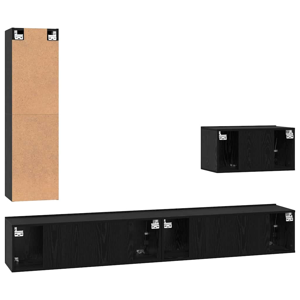 TV-Schrankset 4 pcs Schwarz Eichen-Optik Holzwerkstoff