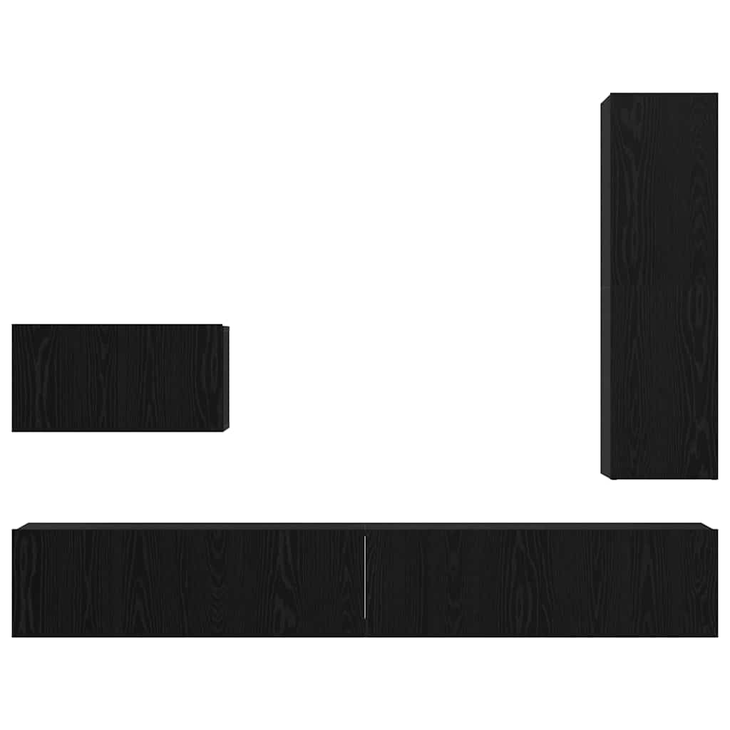TV-Schrankset 4 pcs Schwarz Eichen-Optik Holzwerkstoff
