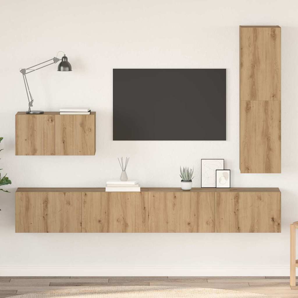 TV-Schrankset mit Schubladen 4 pcs Artisan-Eiche Holzwerkstoff