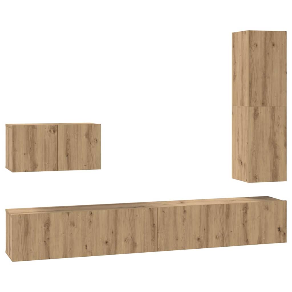 TV-Schrankset mit Schubladen 4 pcs Artisan-Eiche Holzwerkstoff