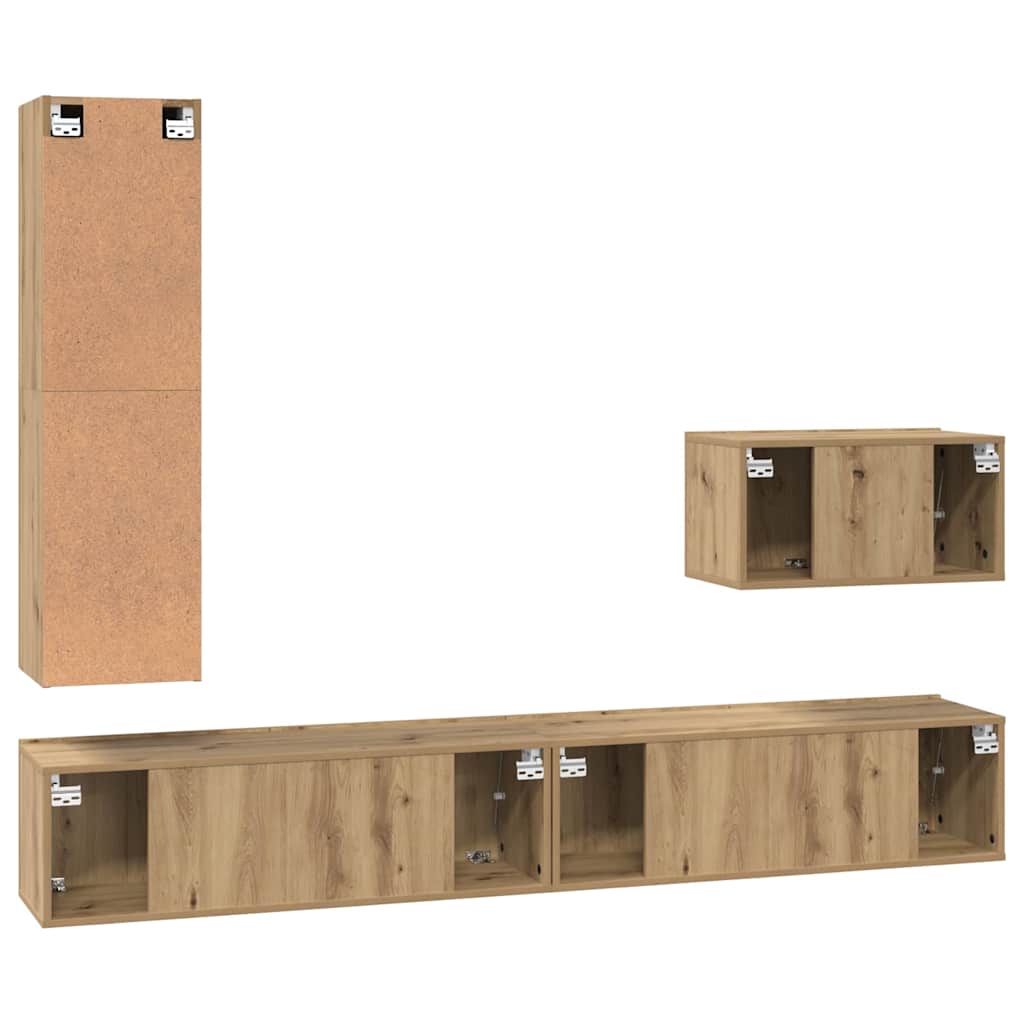 TV-Schrankset mit Schubladen 4 pcs Artisan-Eiche Holzwerkstoff