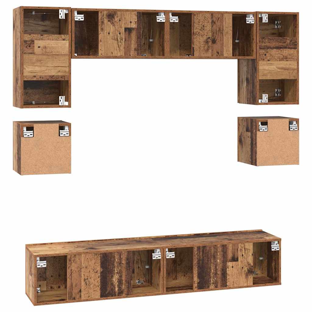 TV-Schrankset Wandmontiert 8 pcs Altholz Holzwerkstoff