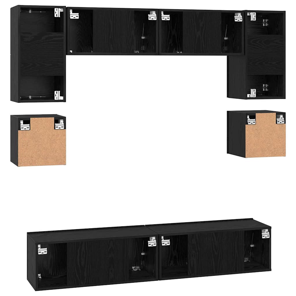 TV-Schrankset 8 pcs Schwarz Eichen-Optik Holzwerkstoff