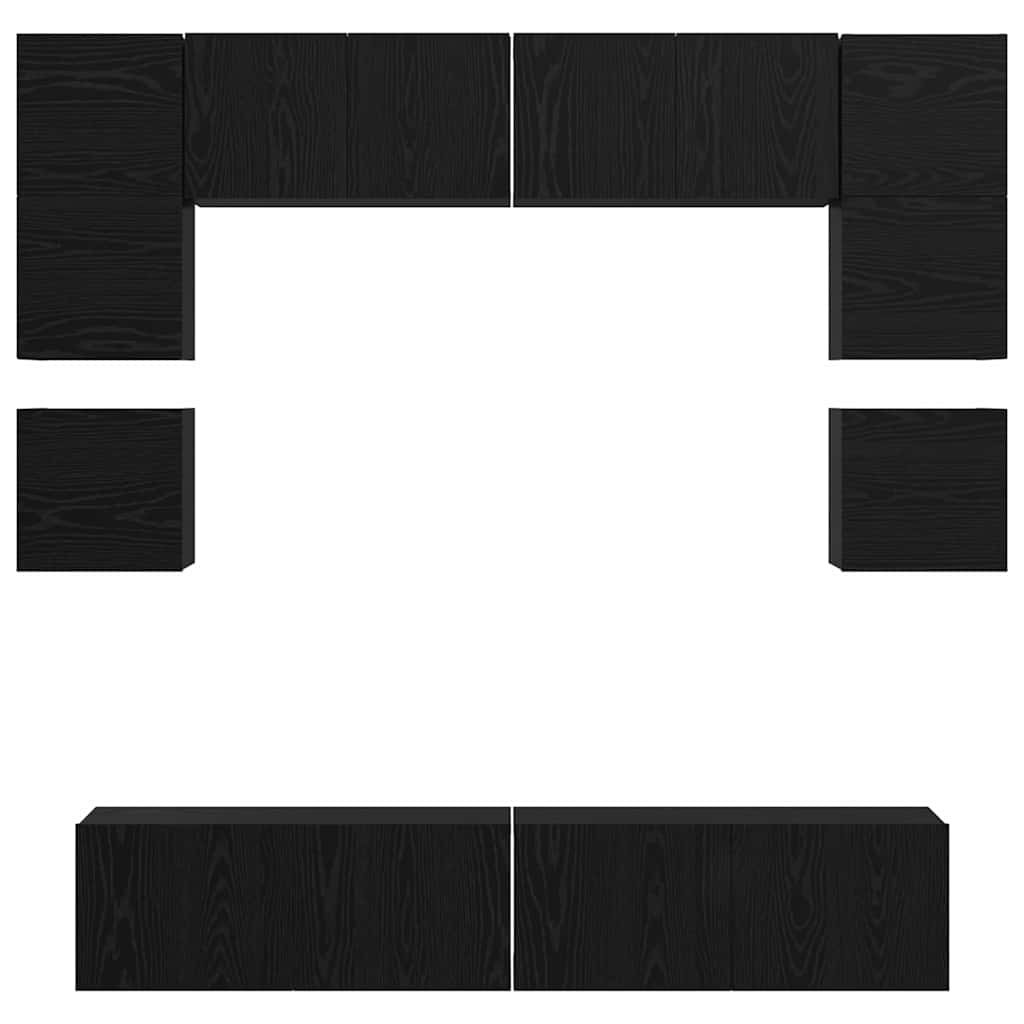 TV-Schrankset 8 pcs Schwarz Eichen-Optik Holzwerkstoff