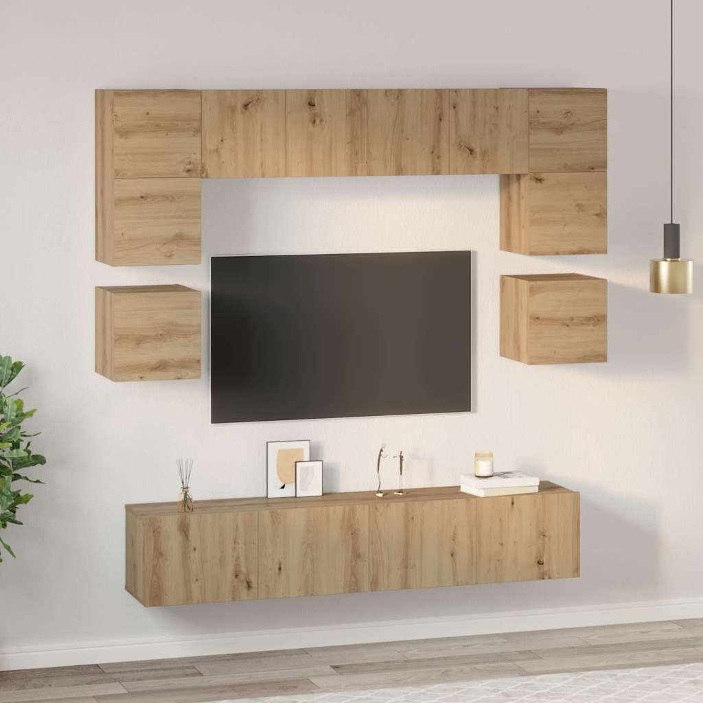 TV-Schrankset Wandmontiert 8 pcs Artisan-Eiche Holzwerkstoff