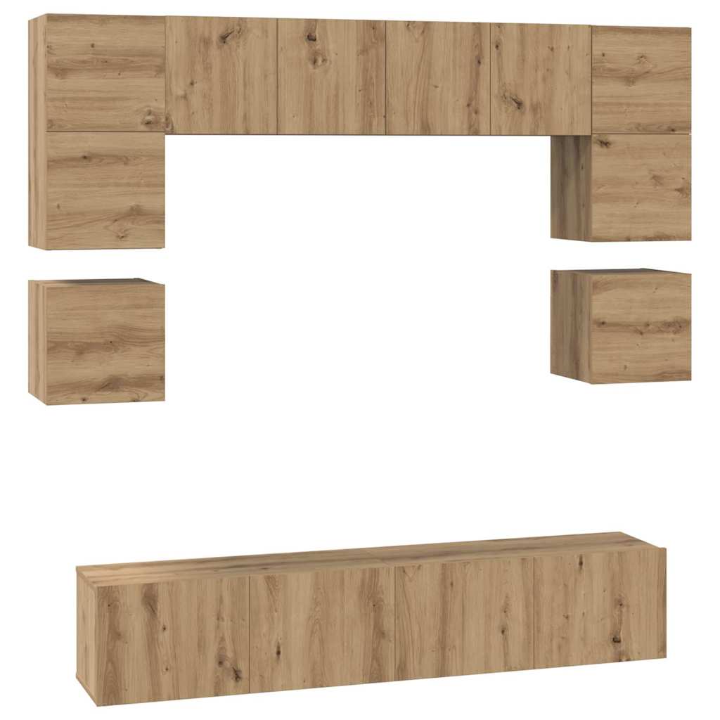TV-Schrankset Wandmontiert 8 pcs Artisan-Eiche Holzwerkstoff