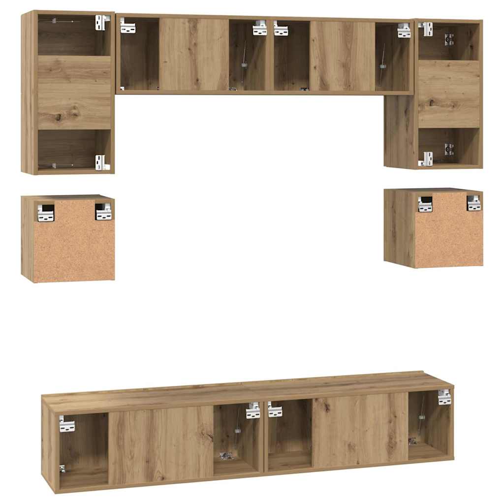 TV-Schrankset Wandmontiert 8 pcs Artisan-Eiche Holzwerkstoff