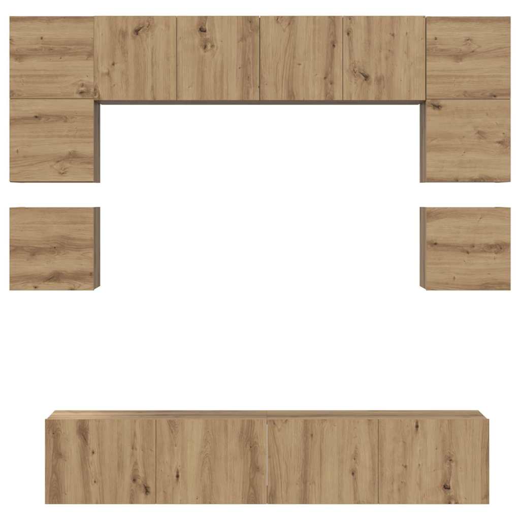 TV-Schrankset Wandmontiert 8 pcs Artisan-Eiche Holzwerkstoff