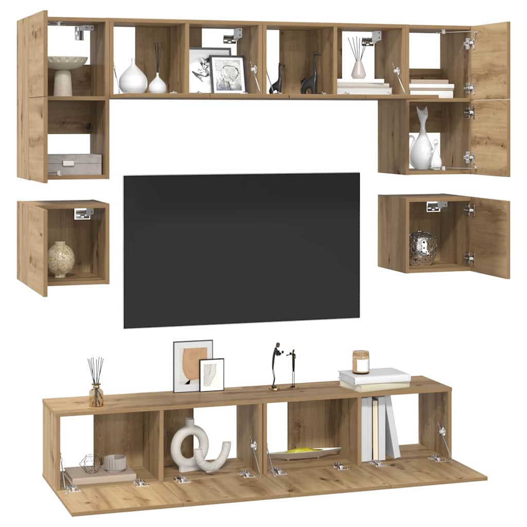 TV-Schrankset Wandmontiert 8 pcs Artisan-Eiche Holzwerkstoff