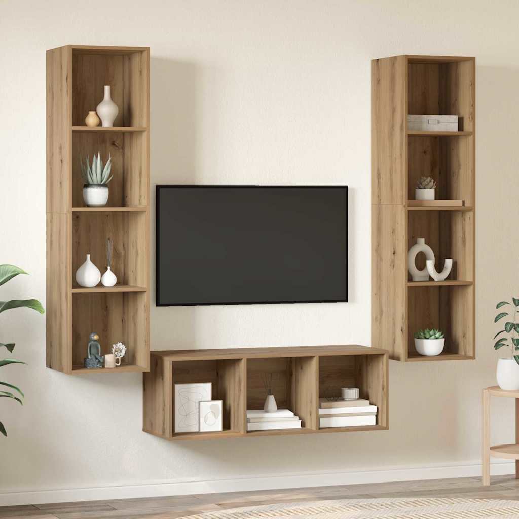 TV-Schrankset Wandmontiert 3 pcs Artisan-Eiche Holzwerkstoff