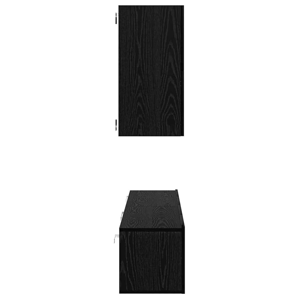 Wand-TV-Schrank 3 pcs Schwarz Eichen-Optik Holzwerkstoff
