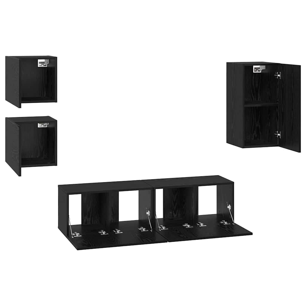 TV-Schrankset 5 pcs Schwarz Eichen-Optik Holzwerkstoff