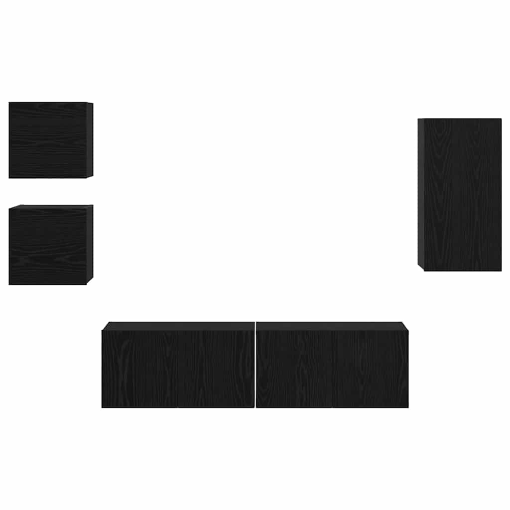 TV-Schrankset 5 pcs Schwarz Eichen-Optik Holzwerkstoff