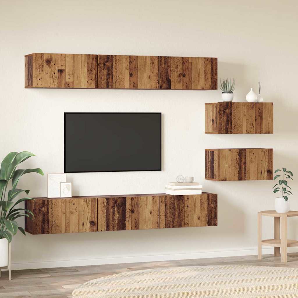 TV-Schrankset Wandmontiert Altholz Holzwerkstoff