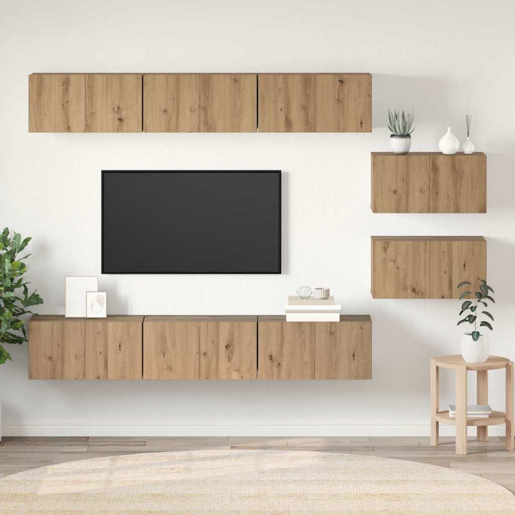 TV-Schrankset Wandmontiert Artisan-Eiche Holzwerkstoff
