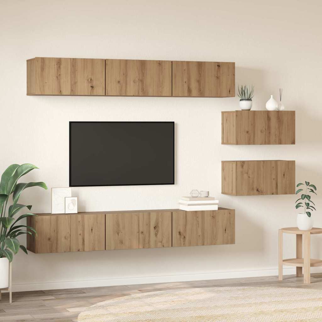 TV-Schrankset Wandmontiert Artisan-Eiche Holzwerkstoff