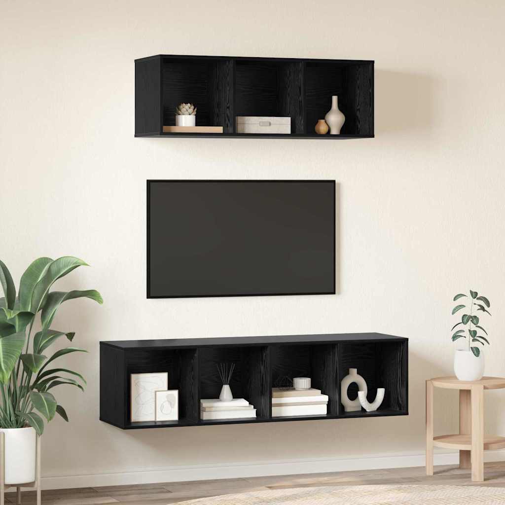 TV-Schrankset 2 pcs Schwarz Eichen-Optik Holzwerkstoff