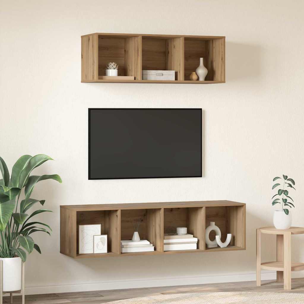 TV-Schrankset Wandmontiert 2 pcs Artisan-Eiche Holzwerkstoff