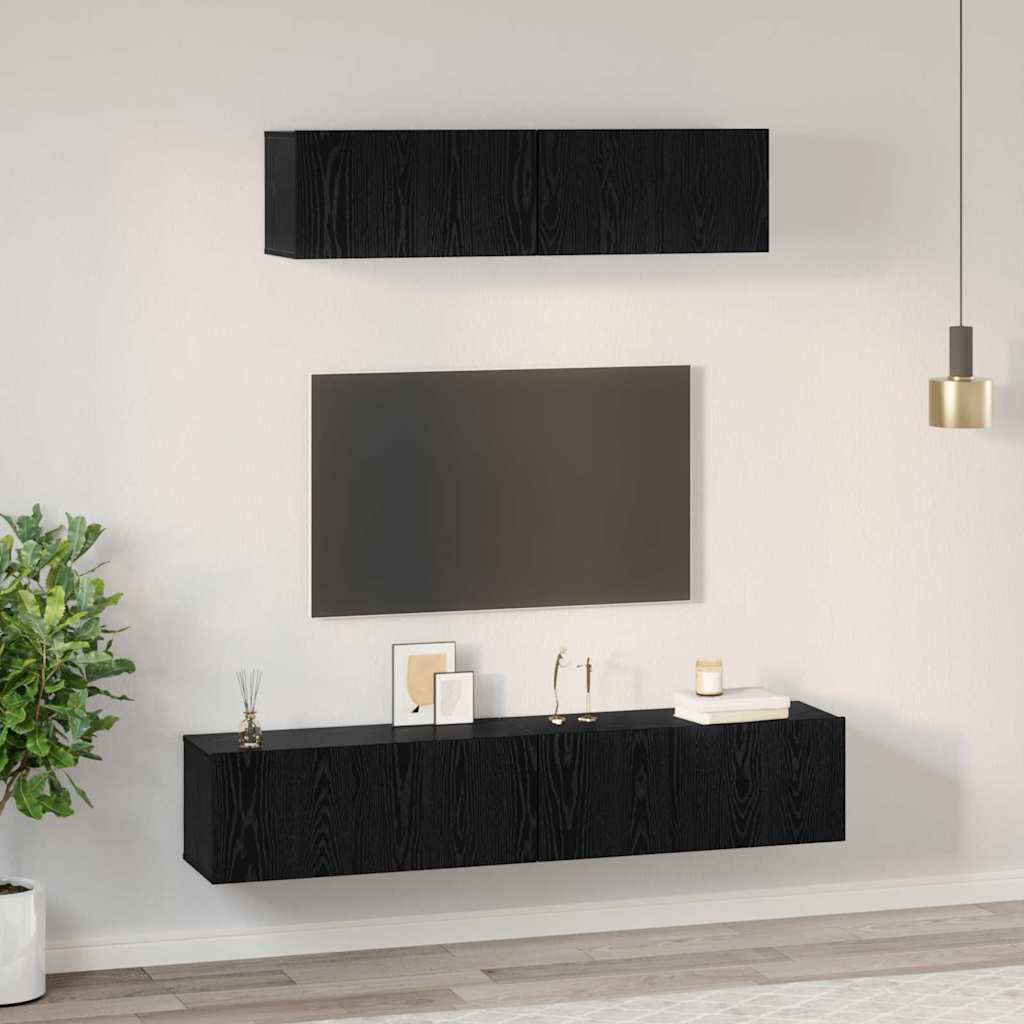 TV-Schrankset 4 pcs Schwarz Eichen-Optik Holzwerkstoff
