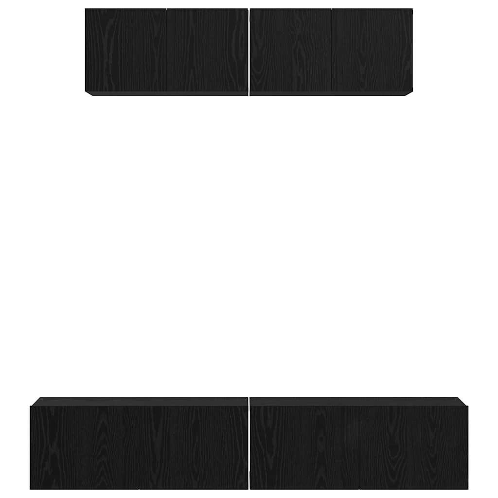 TV-Schrankset 4 pcs Schwarz Eichen-Optik Holzwerkstoff