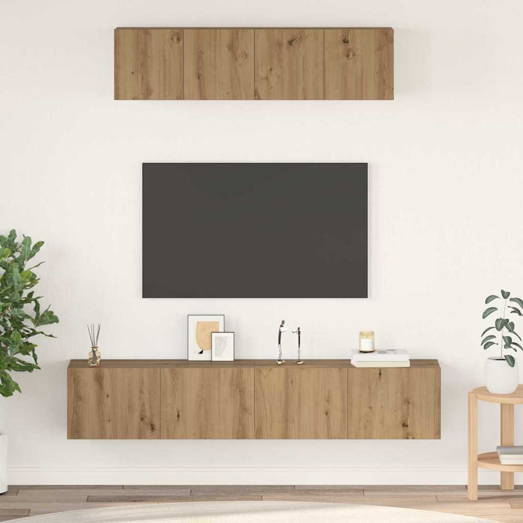 TV-Schrankset Wandmontiert 4 pcs Artisan-Eiche Holzwerkstoff